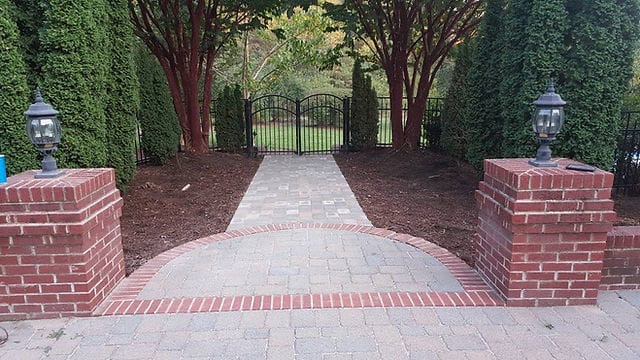 Paver walkway landscaping entrance
